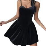 Velvet Party Dress Sexy Sleeveless Design Elegant Mini Length Perfect for Evening Events Wholesa