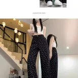 High Waisted Wide Leg Black Jeans Vintage Polka Dot Loose Fit Flattering Straight Leg Spring Sum