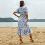 Elegant Summer Beach Dress for Women European Style Lace Up Design Lightweight Fabric Perfect fo
