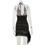 Lace Bodycon Dress Low Cut Halter Neck Slim Fit Sexy Style Perfect for Parties and Night Out Who