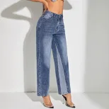 Wide Leg Patchwork Denim Pants Stylish Casual Design Perfect for Everyday Wear Wholesale Availab