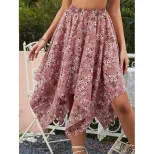 Chiffon Midi Skirt Loose Fit Floral Print Casual Style Perfect for Everyday Wear Wholesale Avail