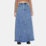 High Waisted Vintage Denim Skirt Casual Style Comfortable Fit Versatile for Everyday Wear Wholes