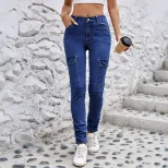 Skinny Denim Pants Stretchy Slim Fit Ankle Length Casual Wear for Women Ready to Ship factory di
