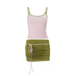 Womens Casual Ruffled Crop Top and Bodycon Mini Skirt Set Stylish Sexy Spring Collection Wholesa