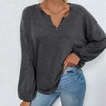 Womens Loose Fit Long Sleeve T Shirt Casual Minimalist Style Spring Summer Versatile Everyday We