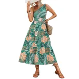 Fashionable One Shoulder Printed Dress Elegant Design Trendy Style Comfortable Fabric Perfect fo