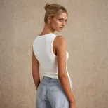 Summer Womens Crop Top Simple V Neck Sleeveless Slim Fit Polyester Casual Wear for Everyday Use