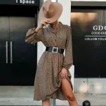 Leopard Print Long Sleeve Dress Stylish Fall Fashion Versatile Layering Piece for Women Wholesal