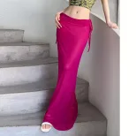 Sheer Mesh Bodycon Skirt High Elasticity Draped Design Pleated Detail Fashionable Evening Wear W