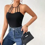 Backless Crop Top Sexy Slim Fit Halter Neck Lightweight Fabric Spring Summer Streetwear Wholesal