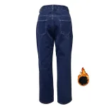 Womens High Waisted Straight Leg Jeans Fleece Lined Slim Fit Trendy Design Casual Wear Ready to