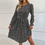 Leopard Print Long Sleeve Dress Casual Chic Round Neck Autumn Fashion Wholesale Available bulk o