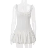 Summer Womens Dress Chic Low Cut Pleated Puff Dress Trendy for Parties and Events Wholesale Avai