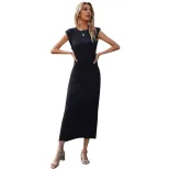 Womens Bodycon Dress Simple Solid Color Waist Defining Long Length Perfect for Parties or Casual