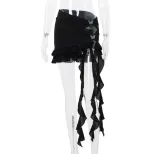 Womens Irregular Hem Mesh Skirt Sexy Hollow Butterfly Decoration Summer Fashion Party Wear Whole