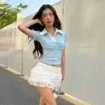 Womens Summer Short Sleeve Blouse Stylish Slim Fit Versatile Elegant Perfect for Work and Casual