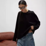 Womens Long Sleeve T Shirt 260g Combed Cotton Solid Color Loose Fit Casual Style High Quality Re
