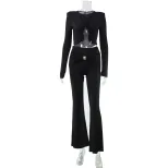 Womens Autumn Winter Elegant Two Piece Set Slim Fit Pleated Design Fashionable Style Perfect for