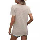 Slim Fit Solid Color T Shirt Womens Casual Style Versatile for Everyday Wear Available for Whole