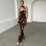 Elegant Floral Print Strapless Maxi Dress Sexy Open Back Slim Fit Spring Fashion Perfect for Par