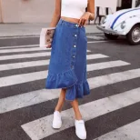High Waisted A Line Denim Skirt Slim Fit Versatile Style Trendy Design Perfect for Casual Outing