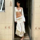 High Waisted Pleated Midi Skirt Fashionable Versatile Street Style Summer Collection Wholesale A