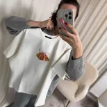 Womens Vintage Bow Print T Shirt Summer Casual Style Loose Fit Round Neck Short Sleeve 100 Cotto