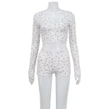 Lace Trim Long Sleeve Cardigan and Floral Print Shorts Set Comfortable Fabric Summer Casual Wear