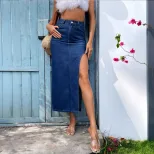 Summer Womens Denim Skirt Sexy Side Slit Design Casual Wear for Everyday or Outings Wholesale Av