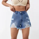 High Waisted Denim Shorts Loose Fit Casual Style Fashionable Design Summer Wear for Women Wholes