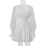 Elegant Long Sleeve Dress Sexy Deep V Neck Shiny Mesh Fabric Includes Inner Layer Perfect for Fa