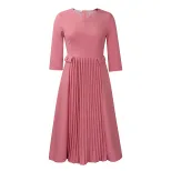 Plus Size Womens Dress Solid Color Fashionable Pleated Three Quarter Sleeve Suitable for Casual Occasions Wholesale