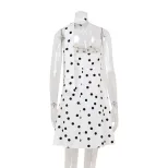 Chic Strapless Dress Elegant Loose Fit Polka Dot Print Stylish Neck Scarf Perfect for Parties an