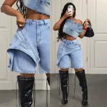 Womens Denim Shorts Casual Style Blue Color Available in S to XL Wholesale Supply factory direct private label