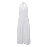 V Neck Halter Dress Sexy Slim Fit Elegant White French Princess Style for Autumn Wholesale Avail