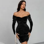 Slim Fit Velvet Bodycon Dress Elegant Sexy Spring Summer Style Perfect for Parties and Special O
