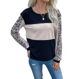 Loose Fit Leopard Print Long Sleeve T Shirt Stylish Autumn Design Casual Wear for Women Wholesal