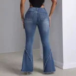 High Waisted Slim Fit Stretch Flare Jeans Versatile Design for Women Perfect for Casual Wear Who