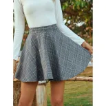 High Waisted Plaid Midi Skirt Fashionable Versatile Chic Fall Winter Wear Wholesale Available