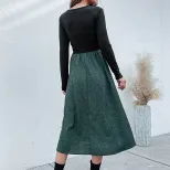 Color Block Long Sleeve Dress Womens Fashion Autumn Winter Style Casual or Party Wear Wholesale