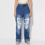High Waisted Straight Leg Jeans Vintage Style Casual Fit Comfortable Fabric Perfect for Everyday