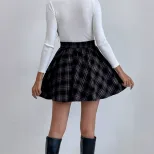 Plaid Mini Skirt Womens Fashion Versatile Style Trendy Design Perfect for Casual Outings Ready t