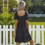 Floral Ruffle One Shoulder Dress French Country Style Pleated Design Lightweight Fabric Perfect