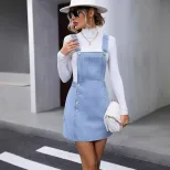 Fashionable Denim Backless Suspender Dress Versatile Style Trendy Design Perfect for Casual Outi