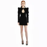 Fashionable Sexy European Style Velvet Dress Long Sleeve Sheer Details Elegant Design Autumn Win