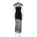 Sleeveless Lace Trimmed Bodycon Dress Elegant Fit Spring Fashion Chic Style Wholesale Available