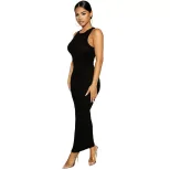 Womens Fashion Sleeveless Bodycon Dress Round Neck Elegant Fit Color Block Design Perfect for Pa