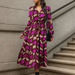 Womens Autumn Dress Irregular Pattern Printed Fabric Casual Style Wholesale Available OEM ODM se
