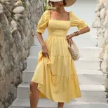 Spring Womens Dress Elegant Waist Defined Design Trendy Style Suitable for Casual Occasions Whol
